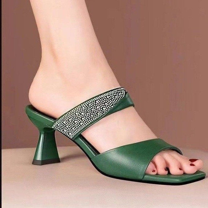 Wholesale Mid-high Heel Women's Outwear Sandals Summer Thick Heel Sandals All-match Slippers